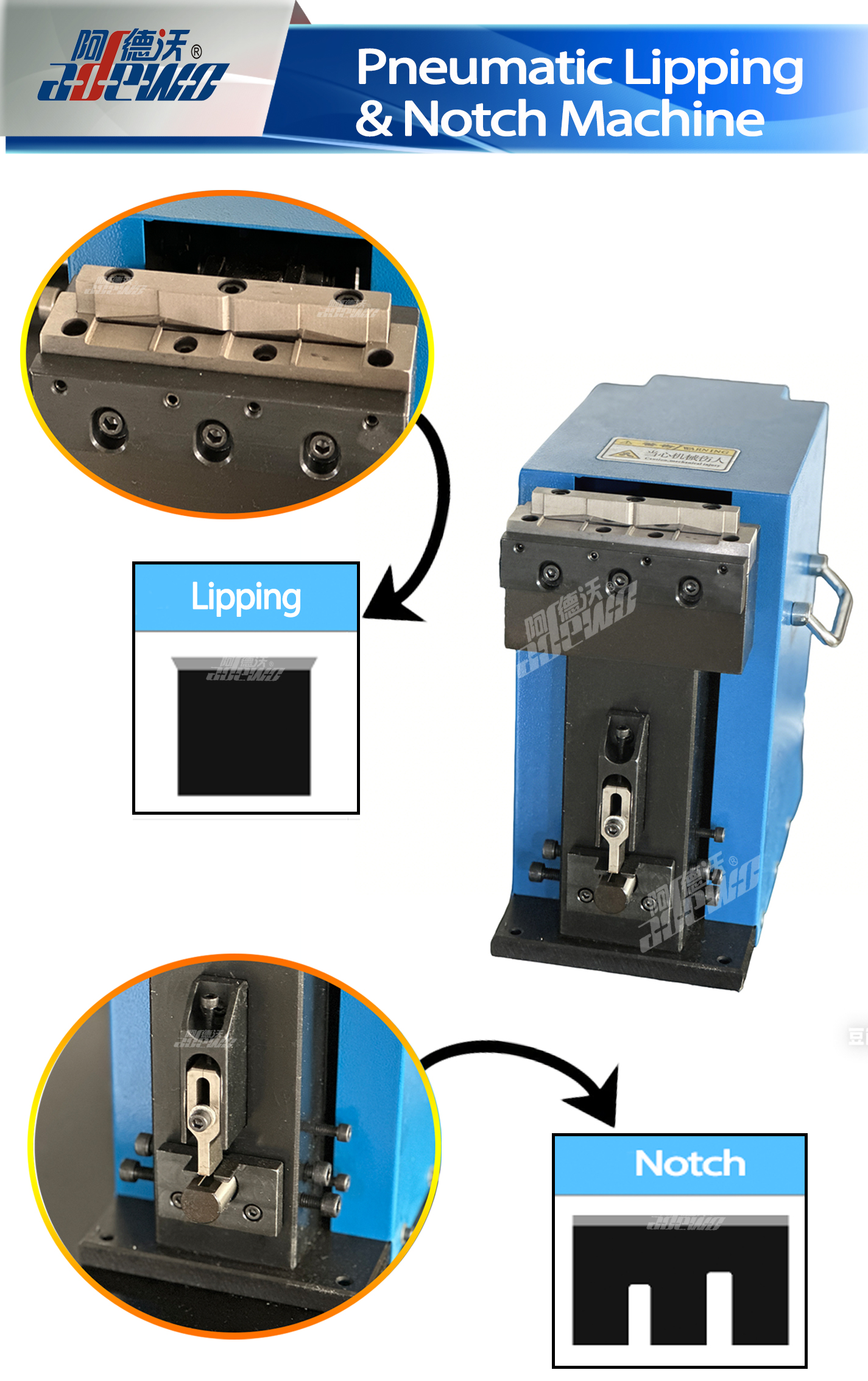Máquina pneumática para lábios e entalhes
