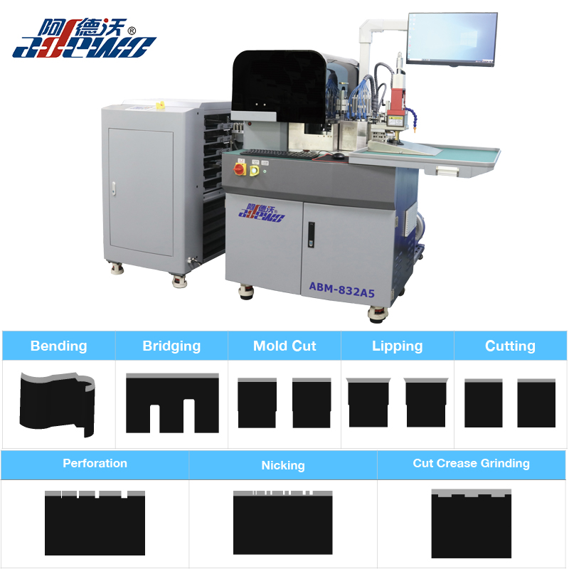 Máquina dobradora automática de vinco e corte para papelão
